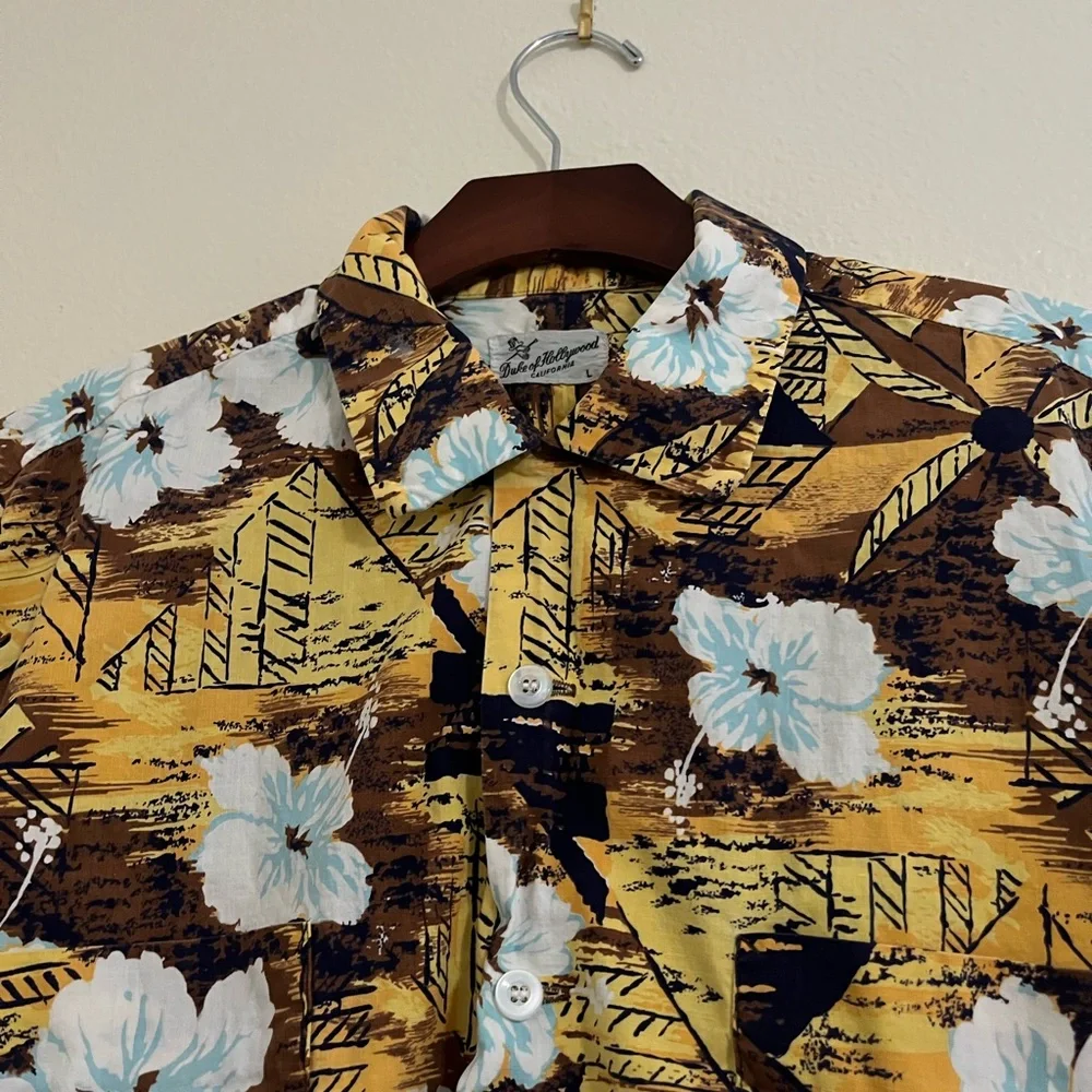 True VTG 50s Duke‎ Of Hollywood Hawaiian Shirt Loop Collar